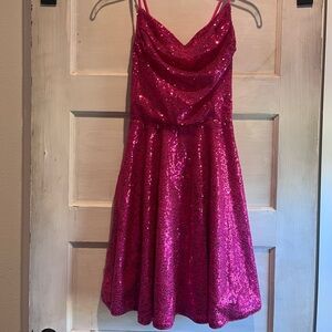 Hot Pink Sequin Party Dress